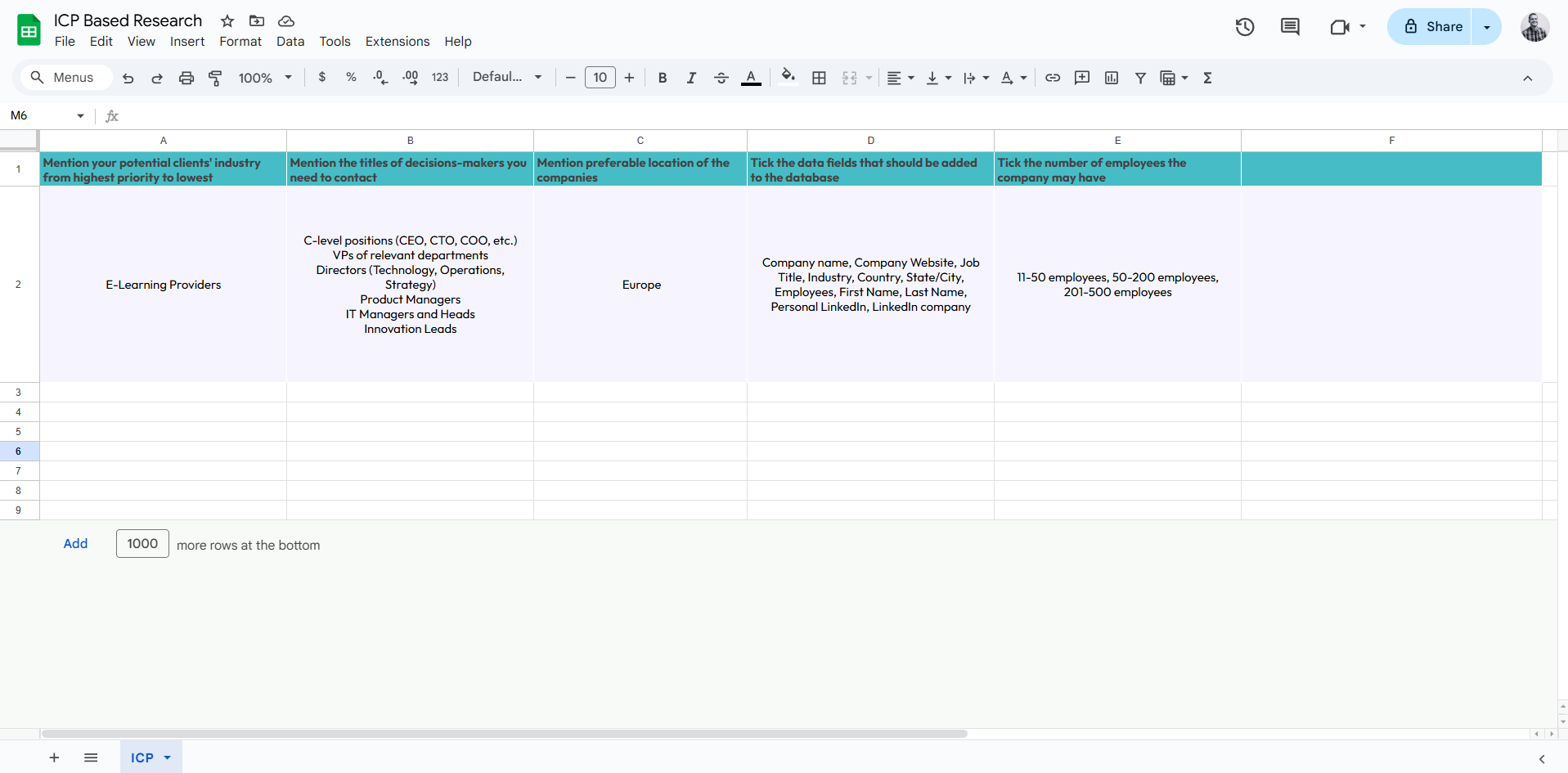 ICP Research Before Sample